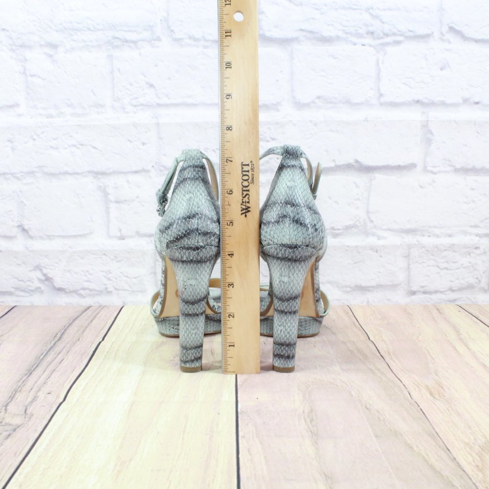 Michael Kors Divia Gray Snakeskin Leather Platfrom Heel Sandals 6.5 M - Picture 7 of 9